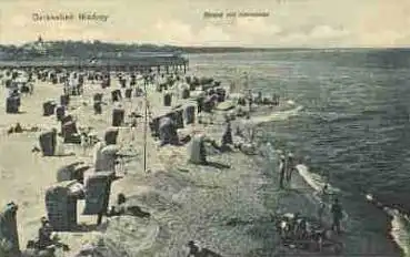 Misdroy Kreis Wolin Strand mit Herrenbad * ca. 1920