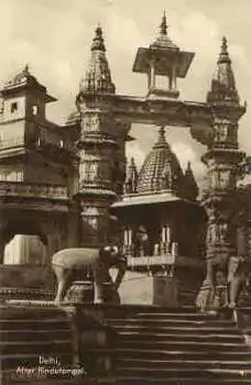 Delhi Indien Alter Hindutempel Trinks-Bildkarte 720-4 * ca. 1930