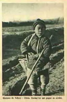 China Bauernjunge AK um 1930