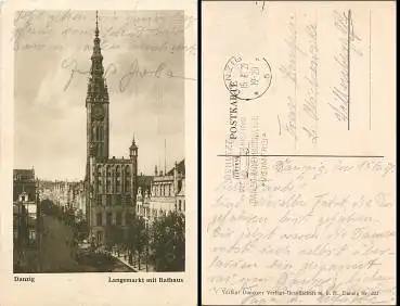 Danzig Langemarkt mit Rathaus o 15.06.1929