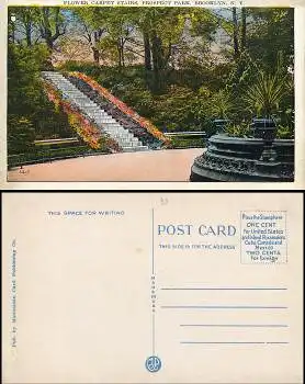 New York City  Brooklyn Flower Carpet Stairs Prospect Park *1940