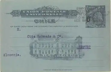 Chile Bild-Ganzsache mit Aufdruck 6 Centavos  o 20.7.1912
