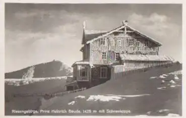 Prinz Heinrich Baude mit Schneekoppe Schlesien Riesengebirge * 1937