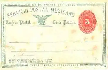 Mexico Ganzsache tres Centavos Tarjeta Postal * um 1887