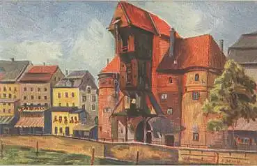 Danzig Krantor Künstlerkarte E. Jahn *ca.1920