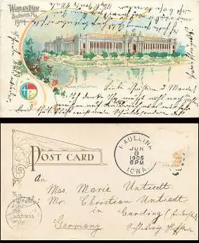 Missouri St. Louis Worlds Fair 1904 Farblitho o 8.6.1905