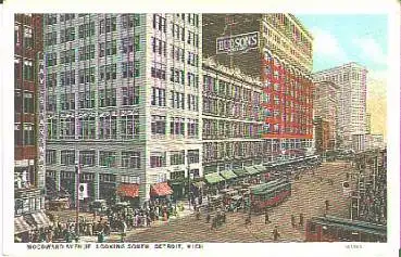Michigan Detroit Woodward Avenue Looking South *ca. 1910