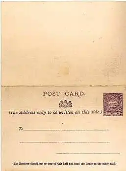 New South Wales Ganzsache mit Antwortkarte   ca. 1900