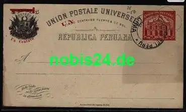 Peru Ganzsache mit Aufdruck un Centavo o  1897