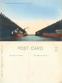 Michigan Escanaba Whalebacks Loasing at Ore Docks *ca.1910