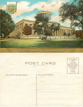 Ohio Columbus Capitol Goldschnittprägekarte *ca.1910