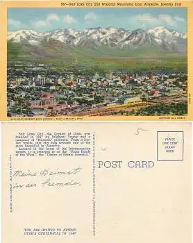 Salt Lake City Utah from Airplane *ca.1947