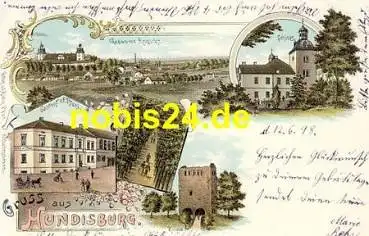 39343 Hundisburg Litho Gasthof Schloss o 12.6.1898