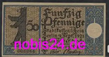 Schöneberg Berlin Notgeld Bezirk 11 50 Pfennige um 1921