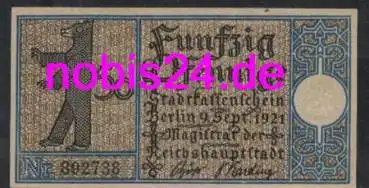 Wedding Berlin Notgeld Bezirk 3 50 Pfennige 1921