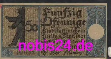 Charlottenburg Berlin Notgeld Bezirk 7 50 Pfennige 1921