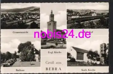 36179 Bebra Bahnhof Kirche Rathaus o ca.1960