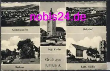 36179 Bebra Rathaus Bahnhof Kirche o 17.11.1962