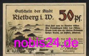 33397 Rietberg Notgeld 50 Pfennige 1921