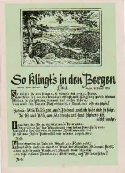 Herbert Roth "So klingst in den Bergen" Liedkarte  * ca. 1950