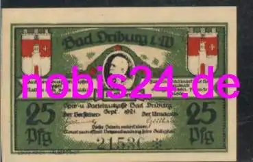 33014 Bad Driburg Notgeld 25 Pfennige 1921