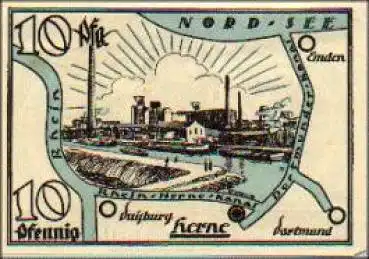 Herne Städtenotgeld 10 Pfennige Rhein-Herne-Kanal 1921