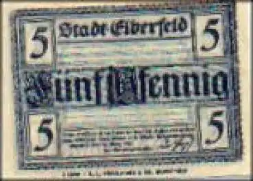 Elberfeld Städtenotgeld 5 Pfennige 1920