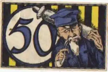 47700 Krefeld Städtenotgeld Wert 50 Pfennige Mann mit Pfeife 1921