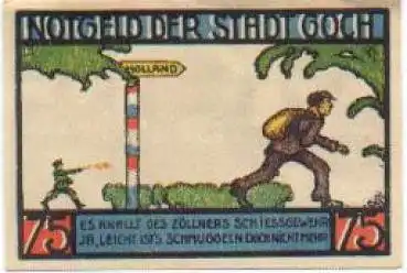 47574 Goch Städtenotgeld Wert 75 Pfennige Nr. 3, 1921