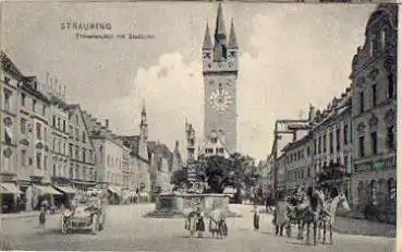 94315 Straubing Theresienplatz mit Stadtturm o 22.5.1908