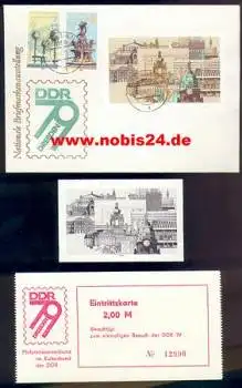 Briefmarkenaustellung Dresden 1979 FDC Eintrittskarte und Schwarzdruck