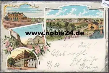 04895 Falkenberg Farblitho, Bahnhof o 4.1.1901