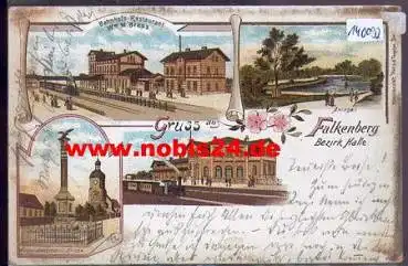 04895 Falkenberg Oberer Bahnhof Litho o 5.12.1901