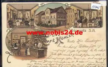 04639 Gössnitz Cafe Köhler Litho o 28.7.1902 Bahnpost Zug-Nr. 209