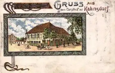 04575 Kahnsdorf Neukieritzsch Gasthof Farblitho *ca. 1920