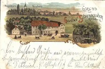 04463 Kötzschwitz Gasthof Schiessgraben Farblitho o 3.7.1901