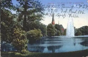 Leipzig, Johannapark mit Lutherkirche, gebr. ca. 1915