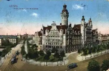 Leipzig Neues Rathaus und Rathausring Straßenbahn gebr. 17.5.1913