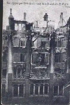 Leipzig Volkshaus nach dem Brand 19.03.1920 Katastrophenkarte