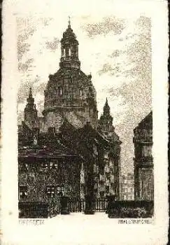 Dresden Münzgasse Frauenkirche Künstlerkarte *ca. 1920