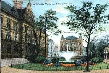 Chemnitz Rathaus mit Beckerdenkmal o 23.6.1909