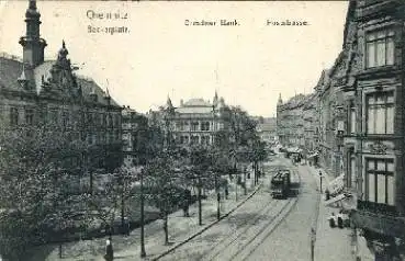 Chemnitz Poststrasse Dresdner Bank Beckerplatz Straßenbahn o 23.10.1909