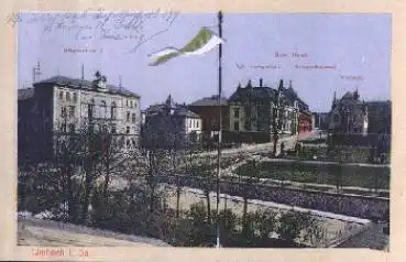 09212 Limbach, Bürgerschule, Amtsgericht, Hotel Hirsch, Kriegerdenkmal o 28.1.1919