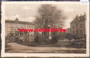 09212 Limbach, Amtsgericht, Promenade und Hindenburgschule, gebr. ca. 1930