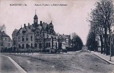 09217 Burgstädt Postamt und Bahnhofstrasse o 8.9.1915