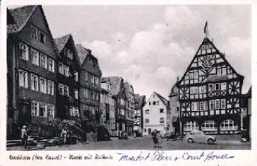 35274 Kirchhain Markt mit Rathaus, o 22.7.1952