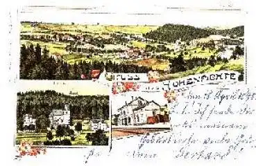 09573 Hohenfichte Farblitho, Bahnhof o 19.4.1898