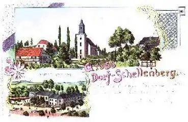 09573 Dorf Schellenberg Leubsdorf Litho Bahnpost Chemnitz-Reitzenhain Zug 1313 o 1905