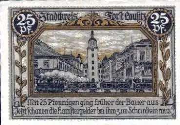 03149 Forst Lausitz Städte-Notgeld 25 Pfg. Eisenbahn 1921