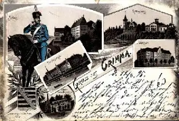 04668 Grimma Litho Reiter in Uniform o 13.6.1895